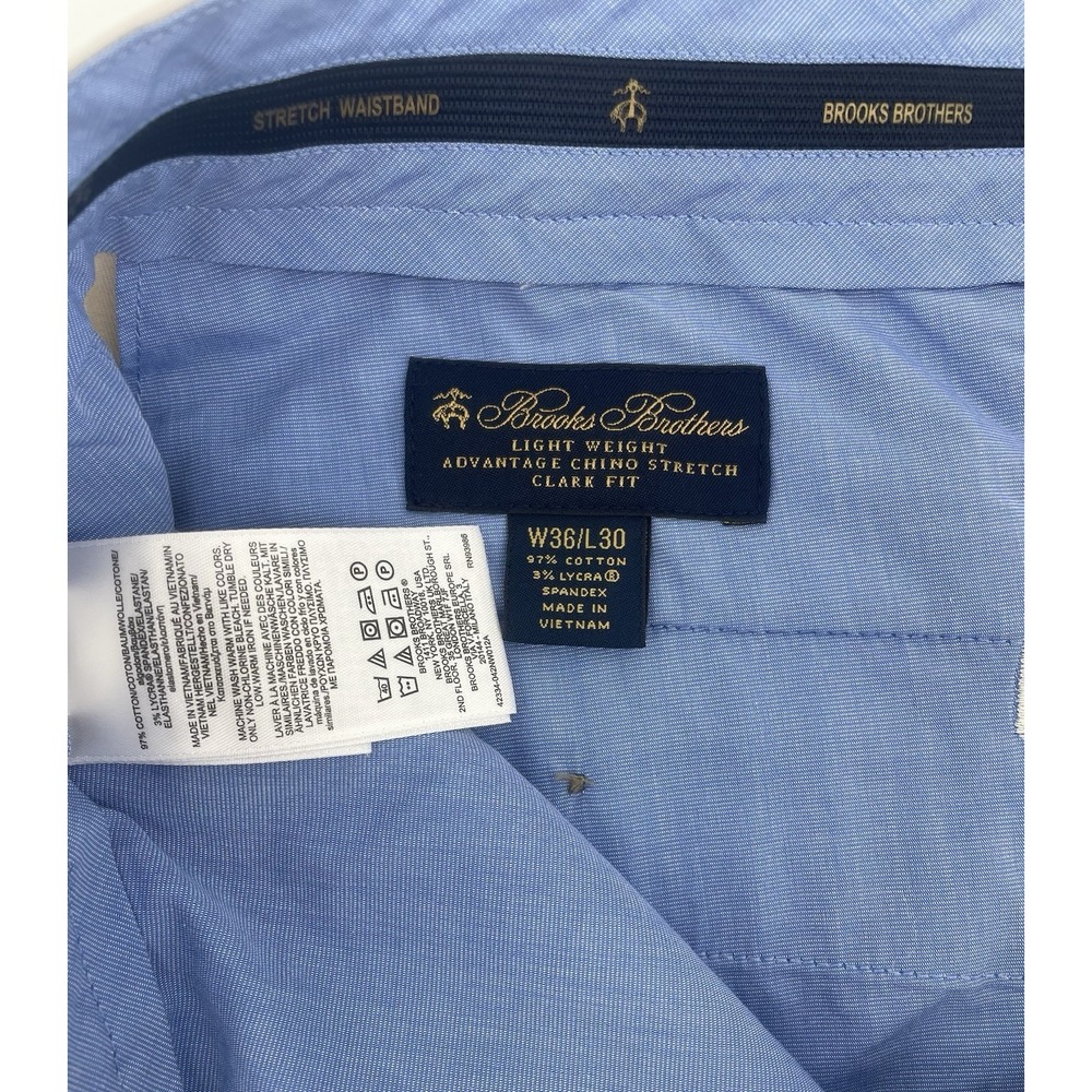 Brooks Brothers Chino Pants Mens 36x30 Beige Clark Fit Stretch Flat Front Casual - Picture 4 of 8